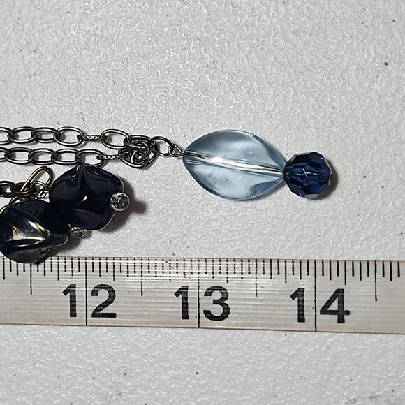 Vintage Beaded Multi Layer Necklace Blue Beads Chain Accents Fashion Jewelry - Picture 6 of 6